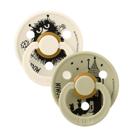 BIBS x Muumi AW26 kirsikujulised lutid – Stinky Ivory / Khaki 0-6 – kuud
