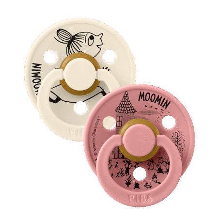 BIBS x Muumi AW26 kirsikujulised lutid – Little My Ivory / Dusty Pink – 0-6 kuud