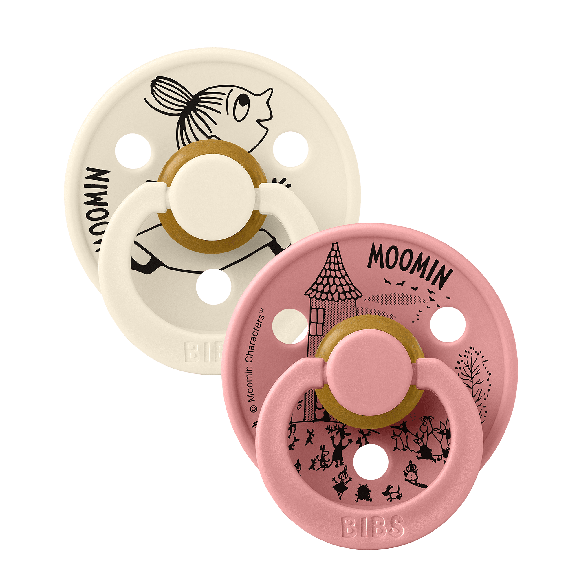BIBS x Muumi AW26 kirsikujulised lutid – Little My Ivory / Dusty Pink – 0-6 kuud
